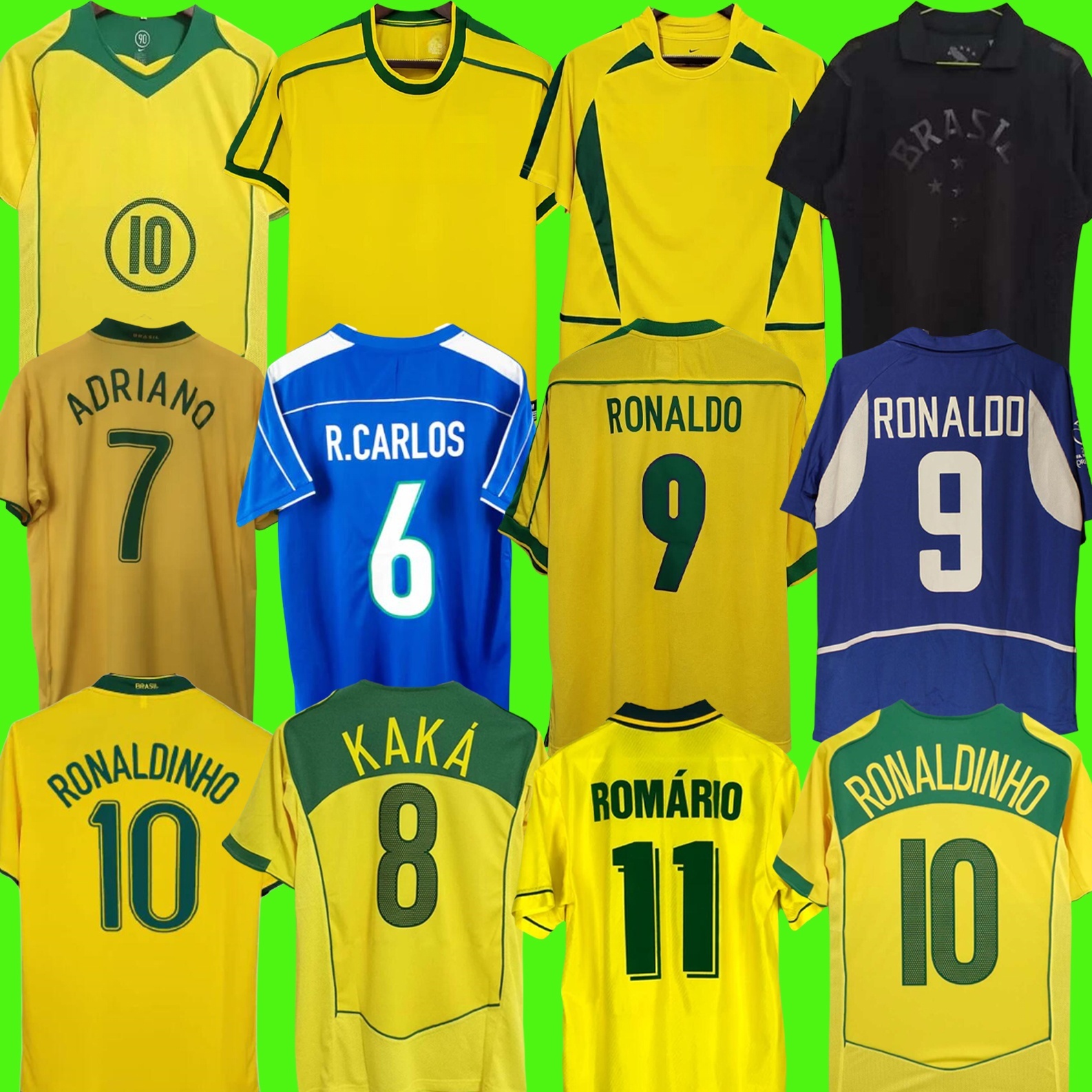 1970 1978 1998 retro Brasil PELE soccer jerseys 2002 Carlos Romario Ronaldo Ronaldinho shirts 2004 1994 BraziLS 2006 RIVALDO ADRIANO KAKA 1988 2000 2010 VINI JR