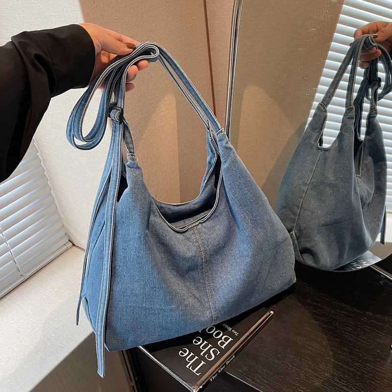 Fi Denim Wens Shoder Bag Solid Color Large Capacity ladies Handbags Fem Crossbody Leisure Travel Shopping Bag Y251121