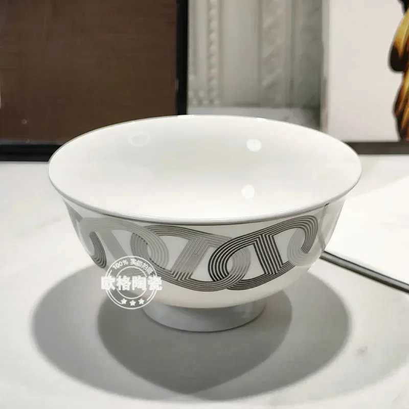 Simple European modern fresh ceramic Western food board bone steak decorative tableware runway cups and plates S25421