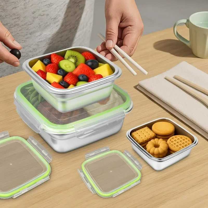350/550/850m Stainless Steel Lunch Box Refrigerator Sealed Storage Box Portable Food Containers Leak-proof Microwave Bento BoxesM251121