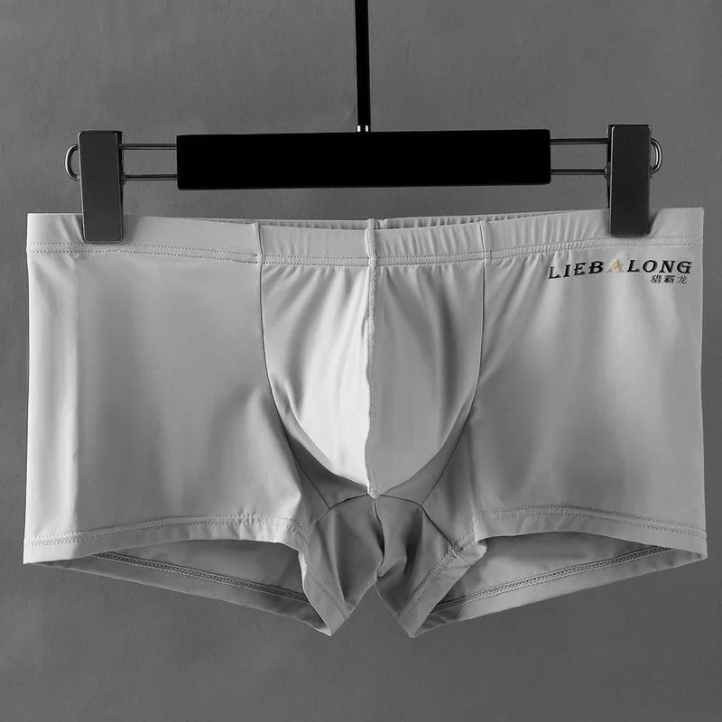 Long protruding Ushaped bag sexy lingerie elephone nose boxer mens soft and comfortable transparent shorts ice silk 250417