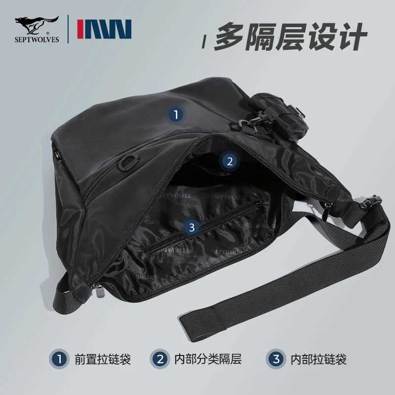 Fashion Septwoes Fi Waterproof Nyl Men Shoder Bag M Casual Large Crossbody Messenger Bag Cycling Traveling Side Package Y251121