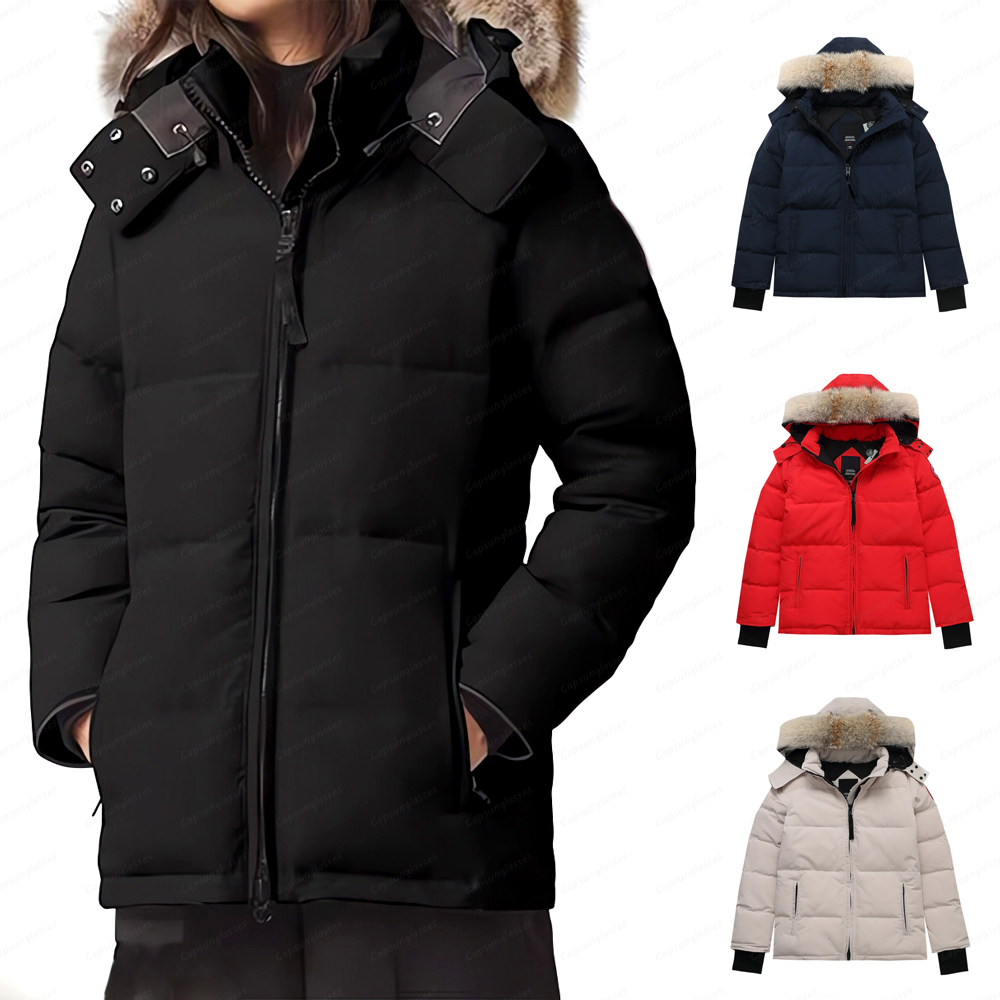 Designer puffers womens winter down jackets fur hooded jacket parkas thick warm outdoor Chel sea outerwear woman coats windproof outfit black white red