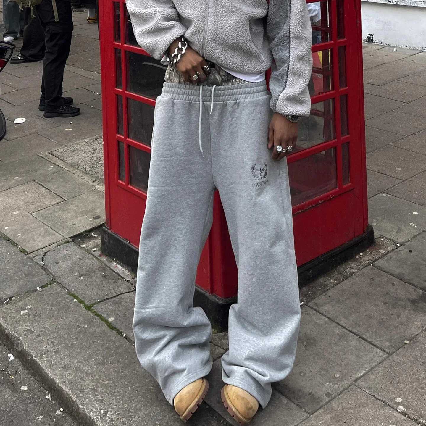 Street clothing Y2K wide leg pants mens retro double waist sports pants embroidered camouflage pattern trend casual unisex bag pants X250421