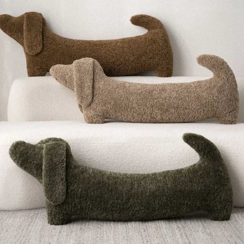 2025 Cartoon Animal Dachshund Plush Sausage-shaped Cute Cushion Nap Lumbar Bedroom Neck C251121