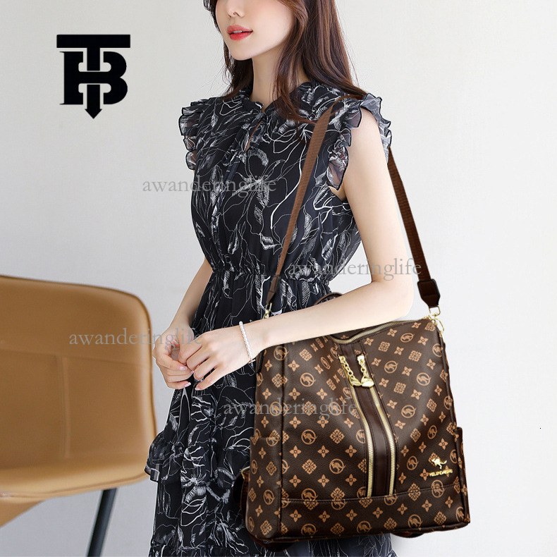 TB BHULAMTE Designer Luxury Women's Backpack Trendy Advanced Old Flower Double Zipper Splicing Shoulder Bag Large Capacity Travel Bag Student Lei