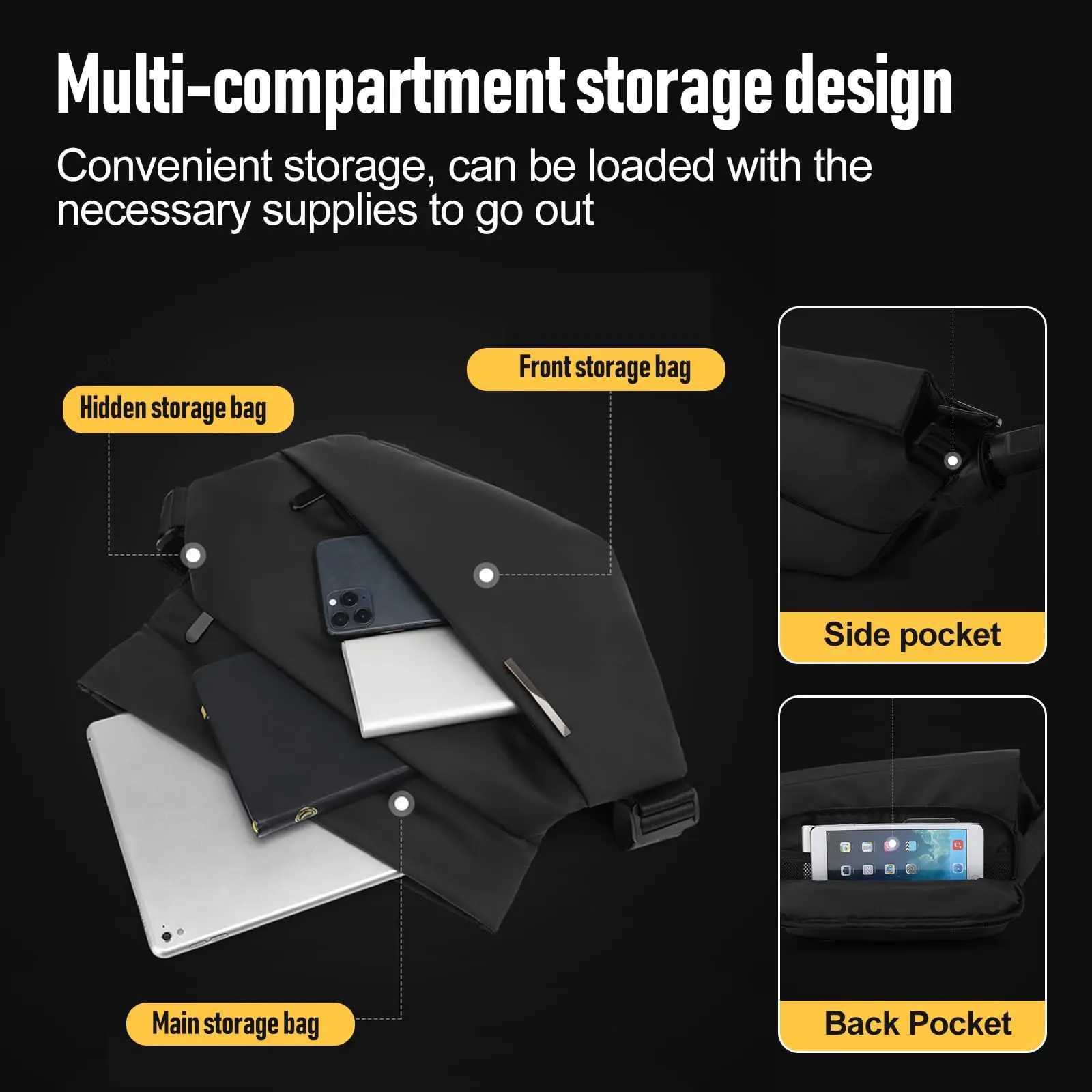 Fashion Crossbody Bag Men Designer Black Motorcycle Bag Fiable and Casual Storage Mobile Phe Accessories Water Proof Y251121