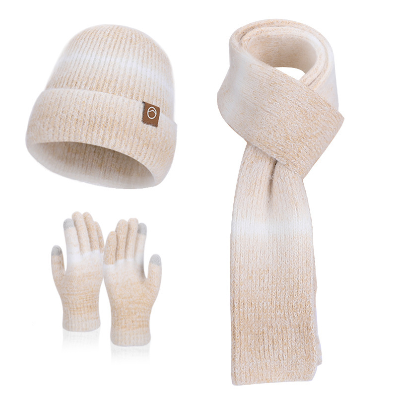Hat Designer Scarf Gloves Three-Piece Set for Women Winter Ear Protection Pullover Knitted Hat Outdoor Windproof Cold-Proof Warm Knitted Hat free ship
