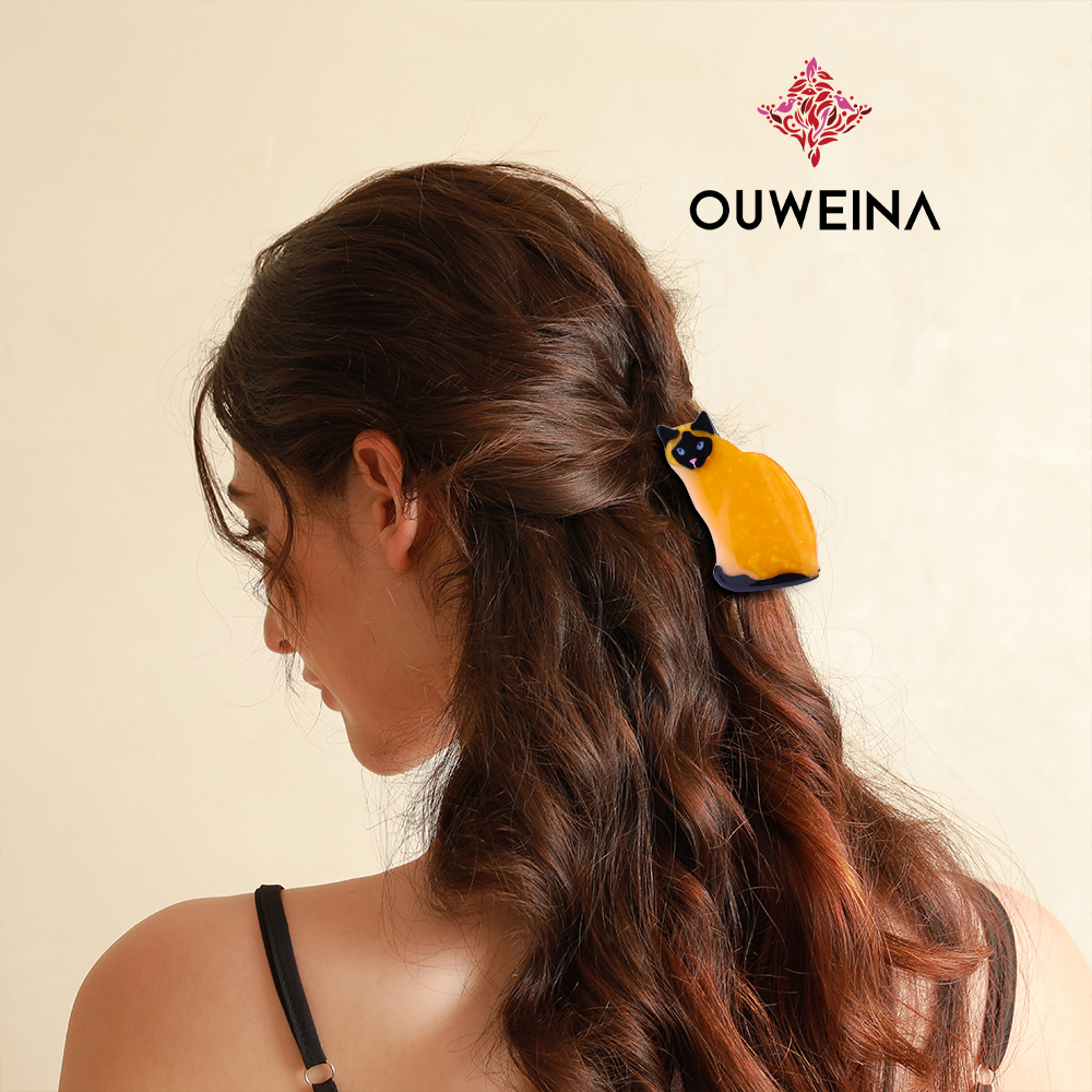 Personalized niche acetate scrunchie clip original design style gold Siam DW00359 cute animal hair accessories high ponytail clip