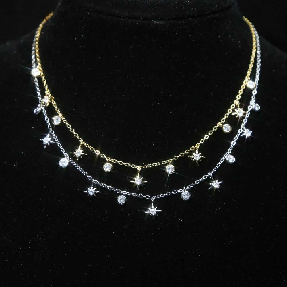 promotion cz star charm choker necklace gold silver color 2020 new hot wholesale trendy women jewelryXJ251121