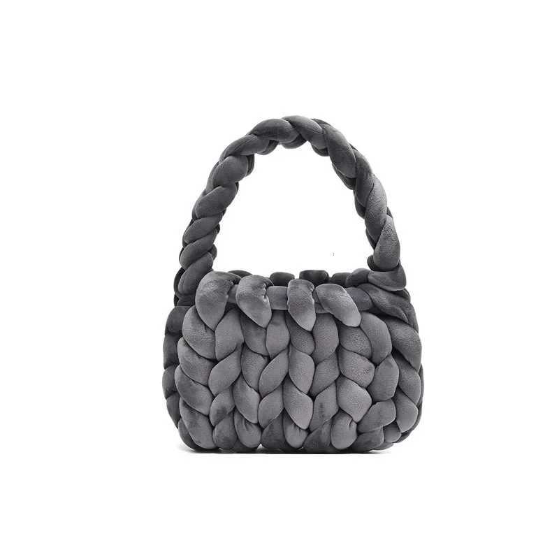 Xiaohgshus New Veet Bag DIY Hand Woven Bag Crystal Veet Core Spun Yarn Woven Bag Hand-held Mailman Bag Veet Handbag New Y251121