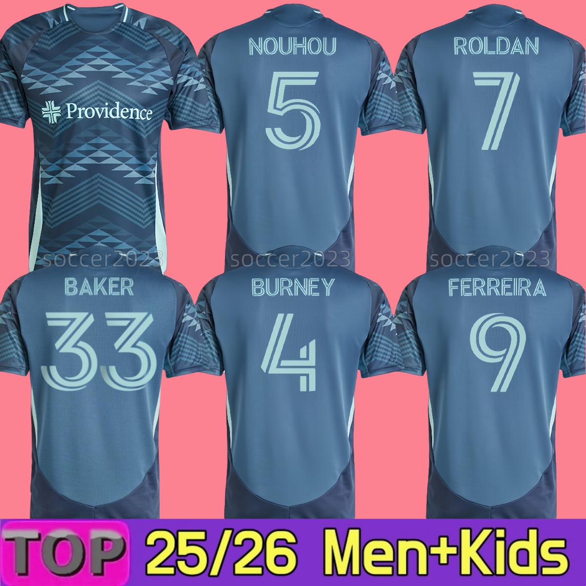 2025 Seattle Sounders Soccer Jerseys 25 26 DE LA VEGA ROLDAN RUIDIAZ MORRIS MUSOVSKI BURNEY NOUHOU FREI FERREIRA BELL 2026 Away Football Shirt Uniforms men kids kit