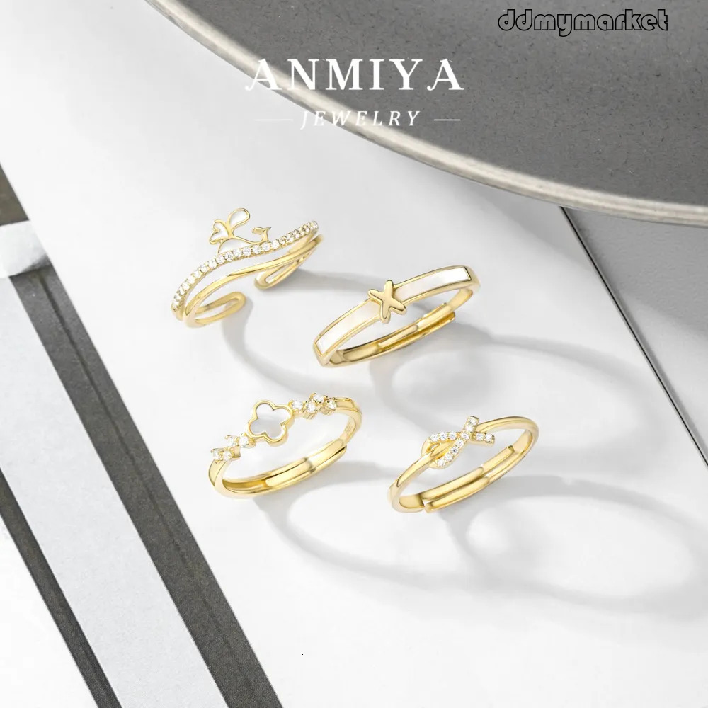 ddmymarket 925 Sterling Silver 18K Gold Plated Cubic Zirconia Clover Twisted Eternity Band Ring flash sale for Women