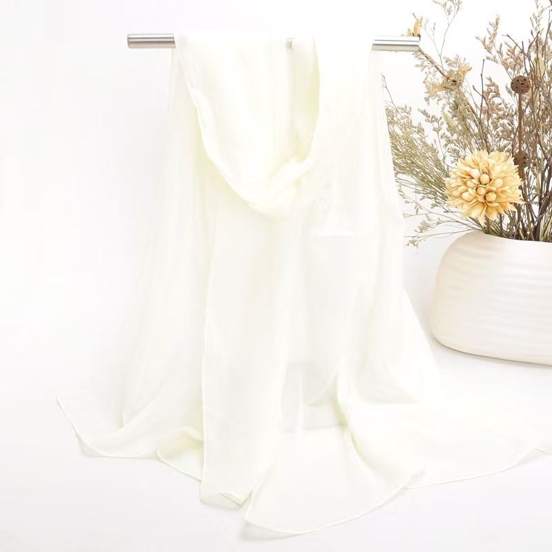 K466 Summer solid color sunscreen silk scarf chiffon long scarf oversized shawl imitation silk silk beach towel factory direct sales