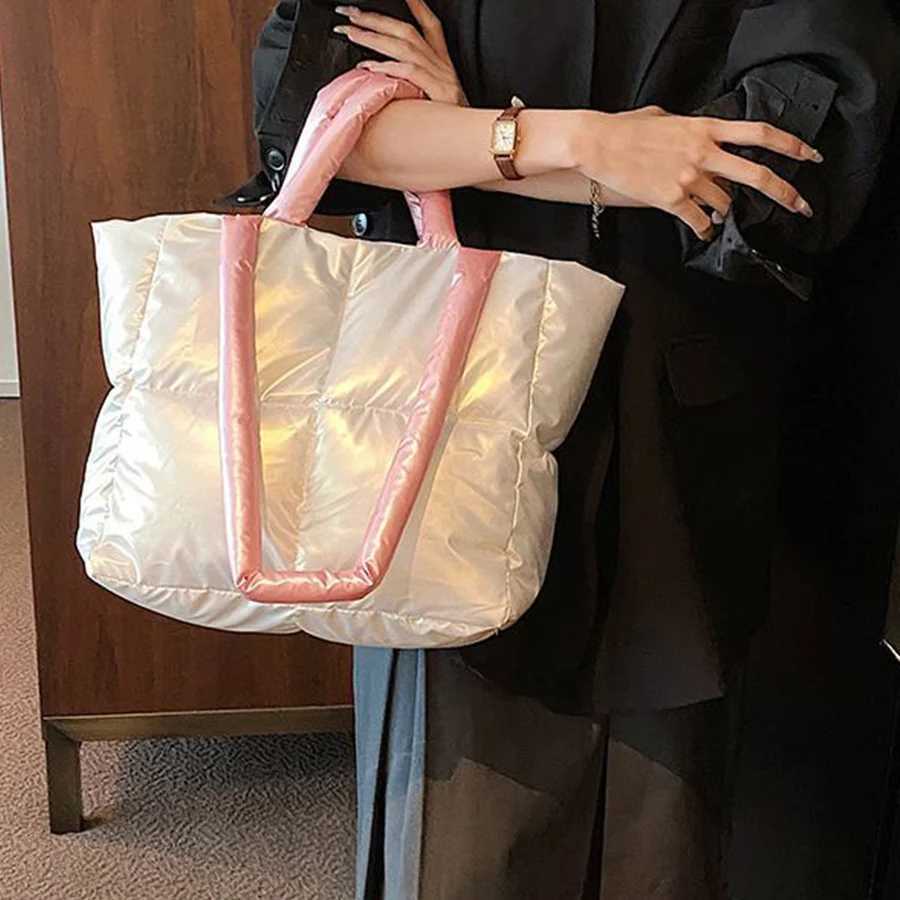 Waterproof Tote Bag for Wen Puffer Cott Padded Shoder Bag Large Capacity Ladies Handbags Quilted Work Cmute Shopping Bag Y251121