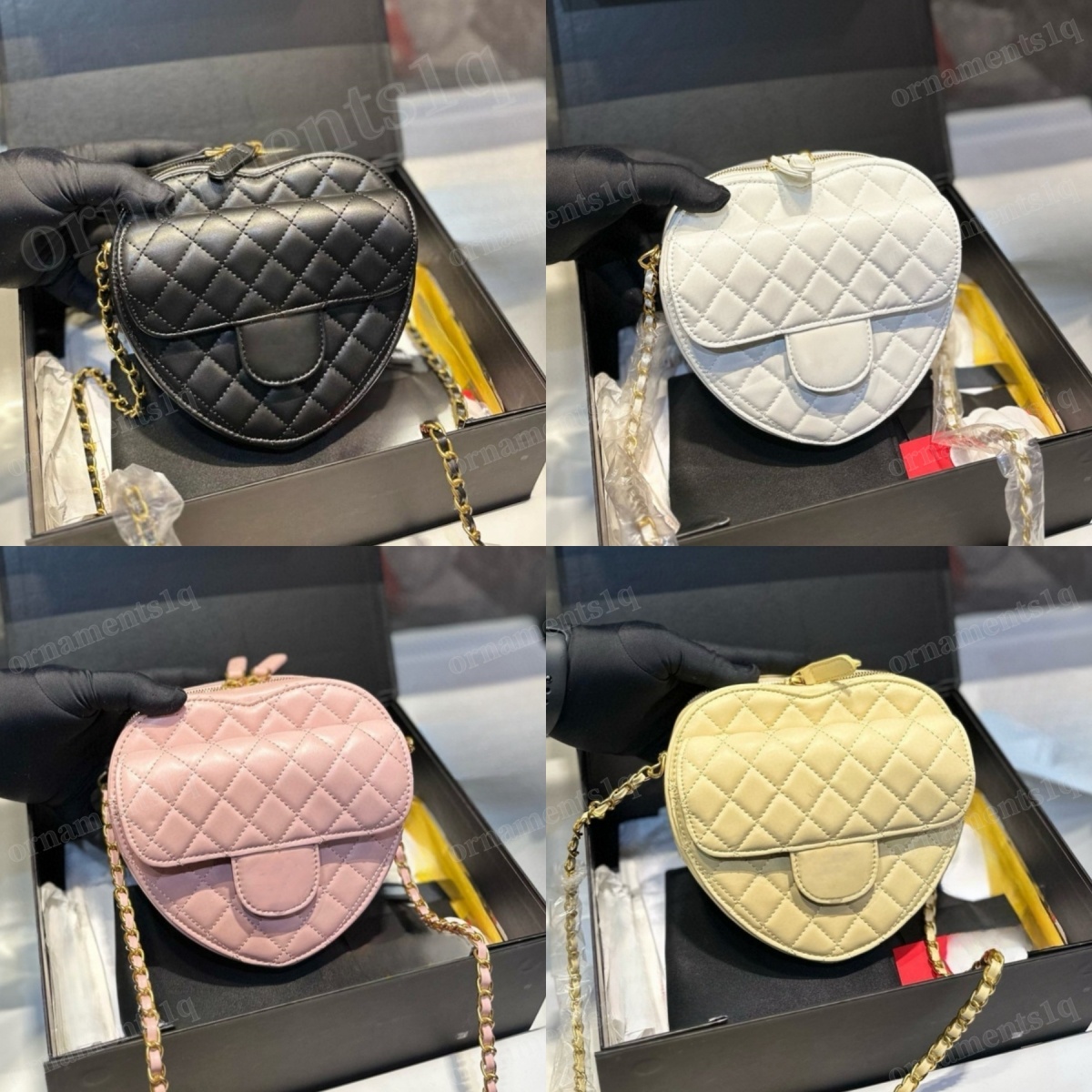 Fashionable heart-shaped bags, designer diamond-patterned leather bags, women's crossbody bags, single-shoulder bags, underarm bags, Casual and cute bag with chain strap