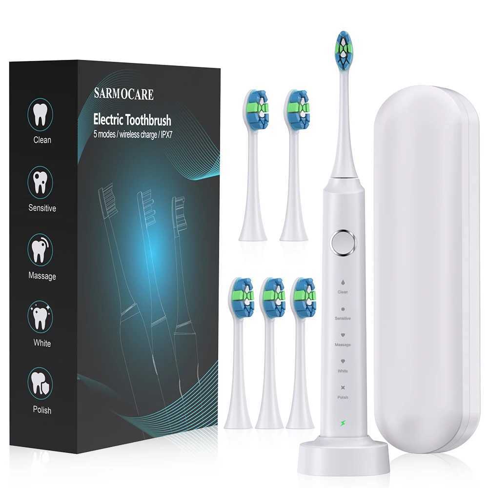 Sonic Electric Toothbrushes for Adults Smart TimerTeeth Whitening Toothbrush IPX7 Waterproof 6 Replaceable Heads Set C251121