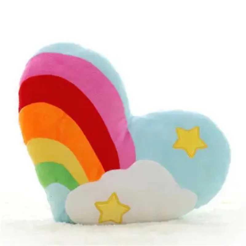 Creative Rainbow Heart-shaped Cushion-Fluffy Soft Plush Sofa Smooth Fabric Couple Loving Cloud for Home Decoration C251121