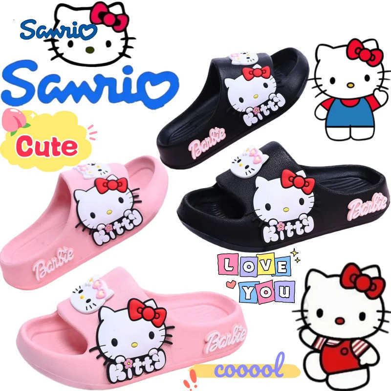 Sanrio New Hello Kitty Slippers Creative High-value Anime Cartoon Patch Couple Summer Indoor Home Non-slip Soft Bottom Sandals H251121