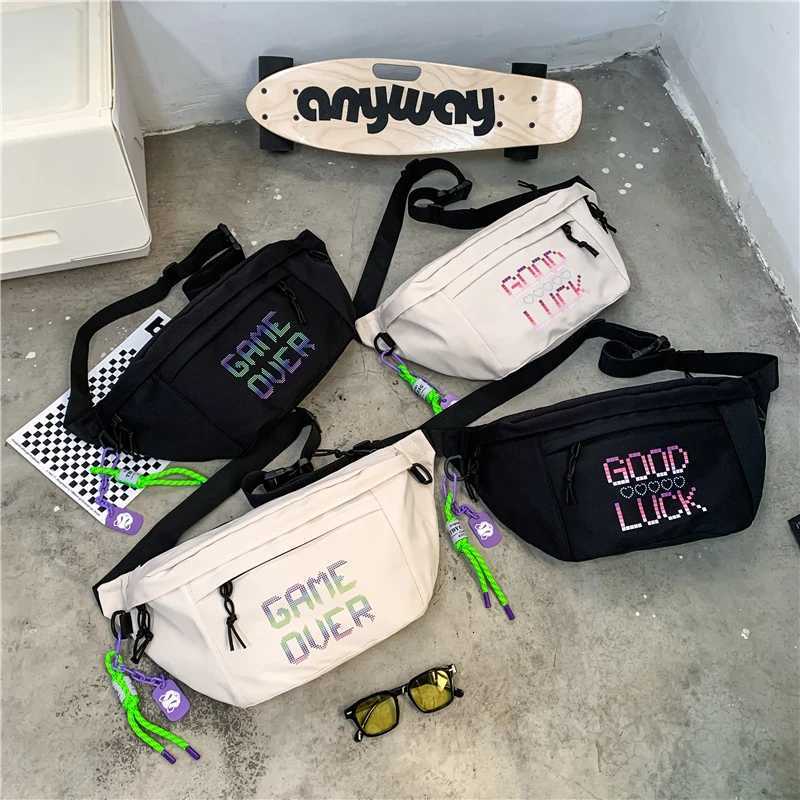 Fashion VC Couple Large Capacity Ch Bag Fi Canvas Sling Bag Lightweight Streetwear Travel Waist Bag Trend Men Crossbody Bag Y251121