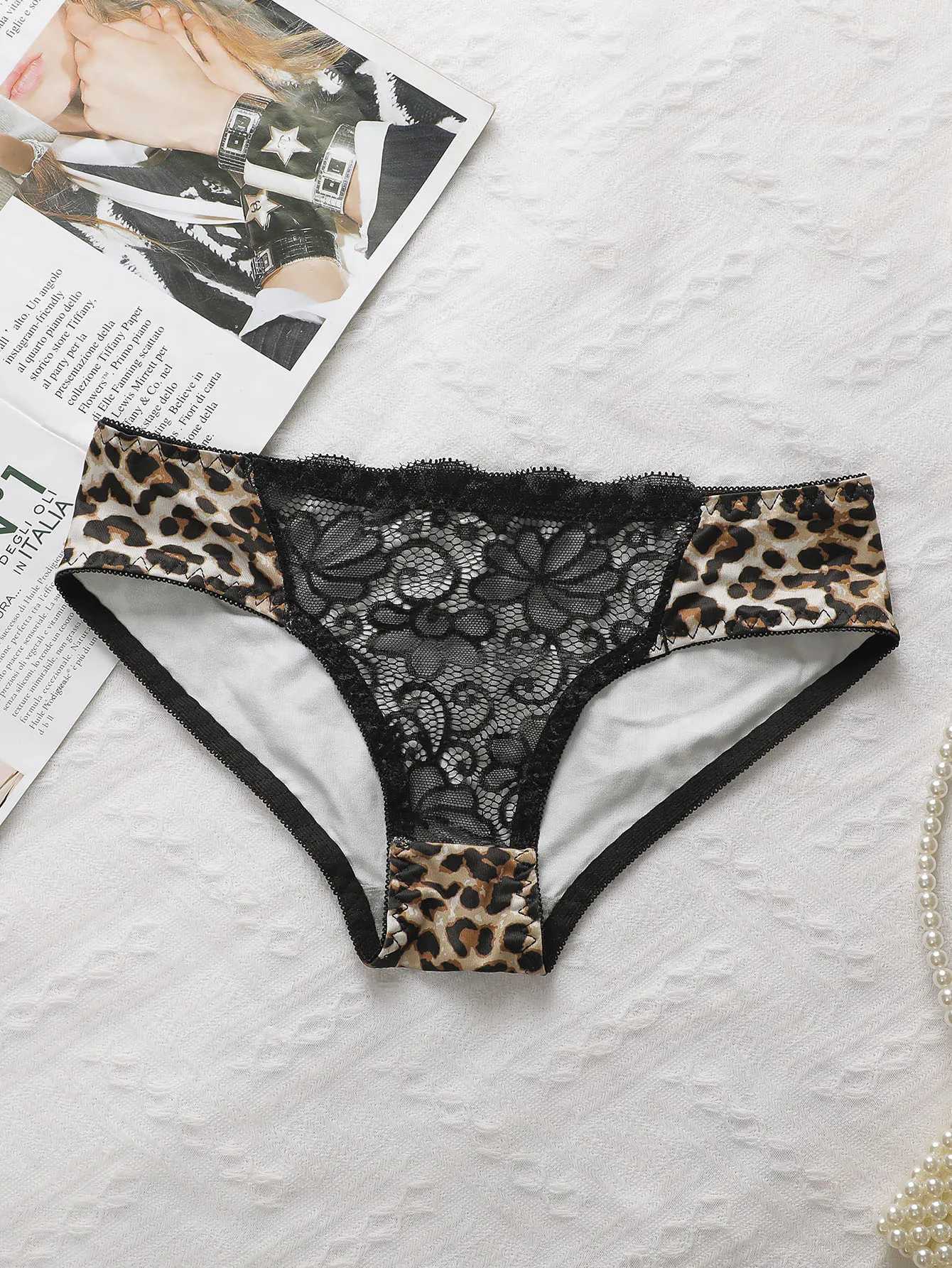 Ladies Leopard Print Lace Bralette Sexy With Steel Ring Lingerie Comfortable Lifting Underwear Triangle Underwear Set B2076XJ251106