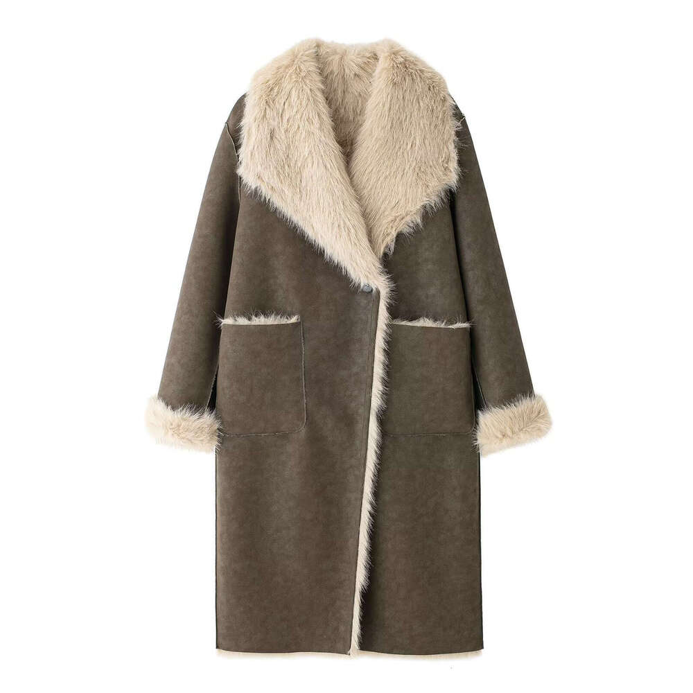 Winter American Style Autumn CrossBorder LongSleeve European Women's DoubleSided Reversible Long Coat Fur Jacket