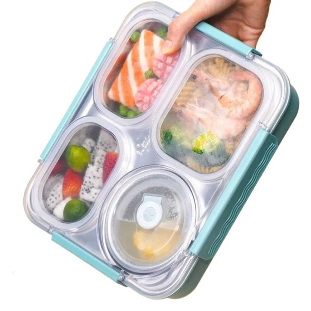 Stainless steel lunch box for adults leak proof 4 compartments 1200ML reusable food container microwave safeM251121