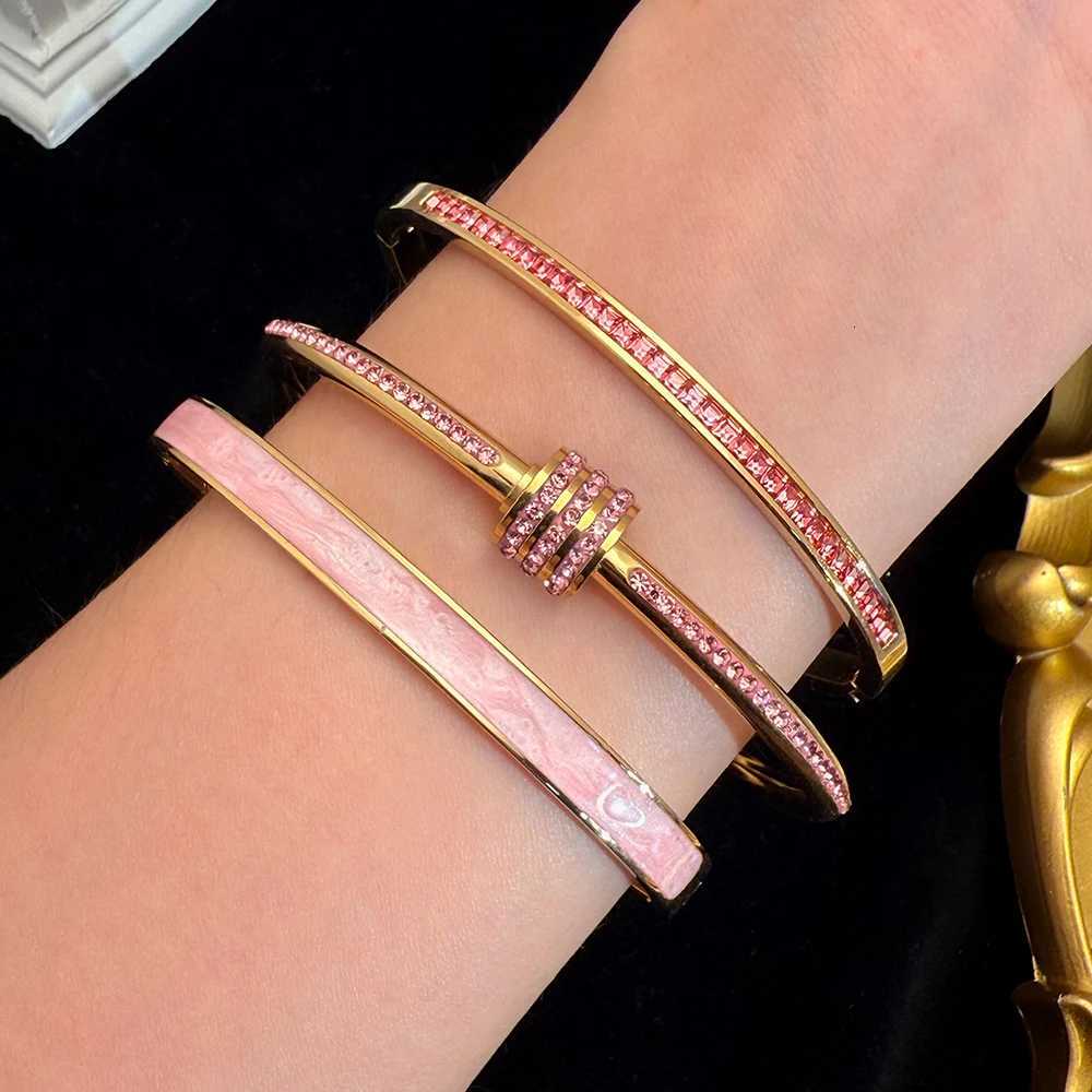 1/3pcs French elegant and fashionable small waist zircon bracelet set waterproof and non-fading stainless steel bracelet setW251121