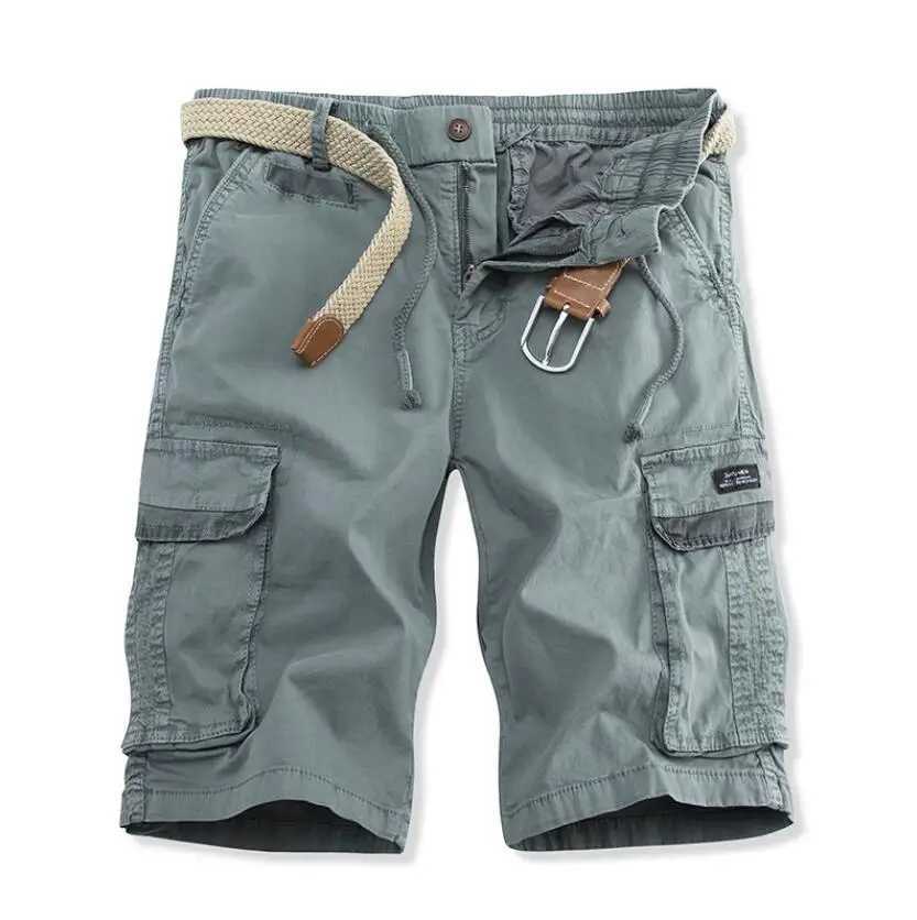 Mens cargo shorts with multiple pockets summer mens cotton casual tool shorts high-quality mens loose cargo shorts without straps W250421