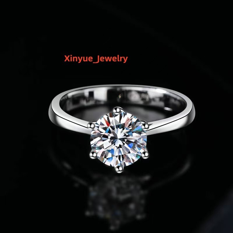 Wholesale 925 Sterling Silver Womens Wedding Ring Classic Six Claws 2ct D-Color Moissanite with Certification for Weddings