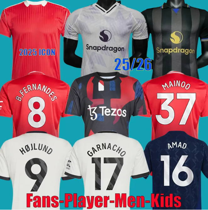 25 26 man kit kids tops 25 26 RASHFORD Stone Roses Soccer Jerseys GARNACHO HOJLUND MARTINEZ CASEMIRO football shirt