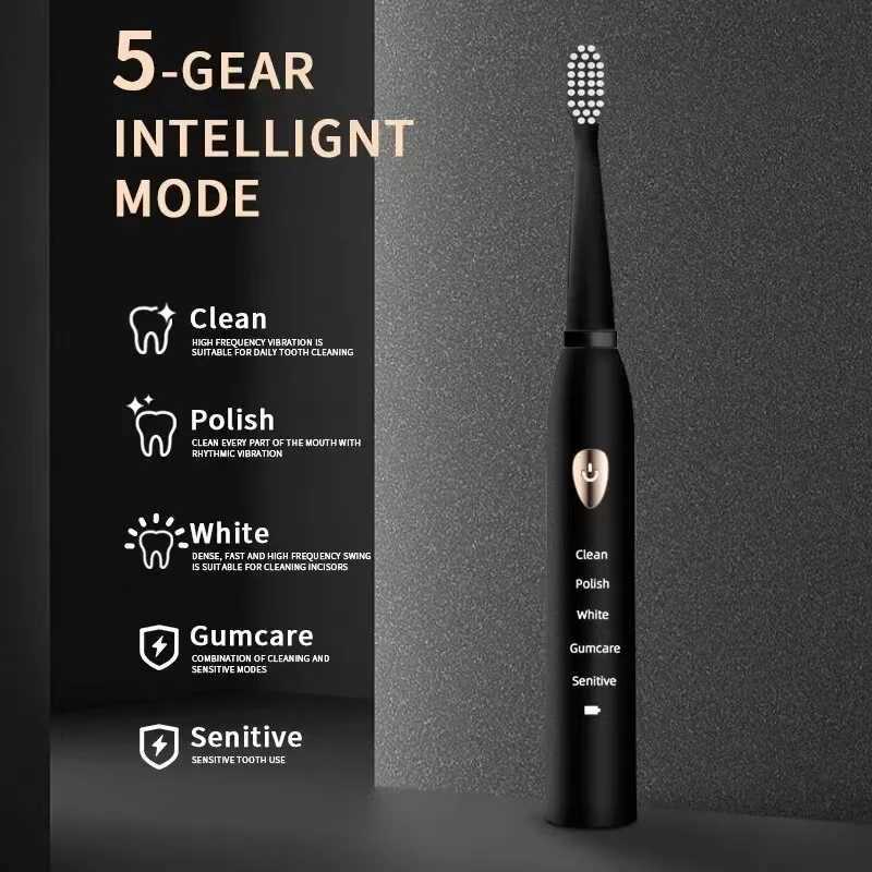 Electric Toothbrush 5-gear Mode USB Charging 4 colors IPX7 Waterproof Ultrasonic Rechargeable Soft Hair Toothbrush Adult Classic C251121