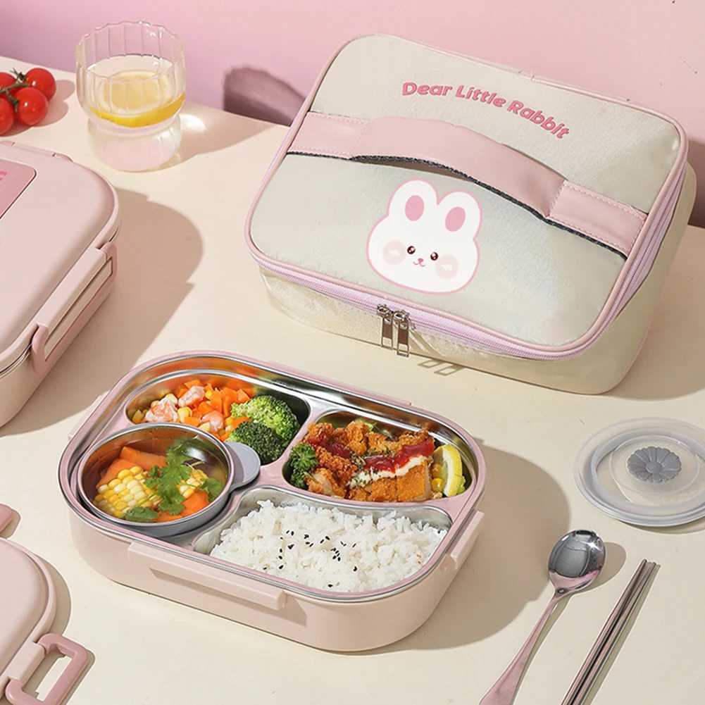 Stainless Steel Bento Box Microwave Safe 850/1500ml Leakproof Sealed Food Container Easy To Clean Rabbit 2/4/5 Grids for LunchM251121