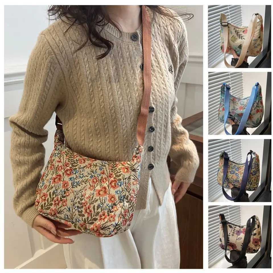 Vintage Fashion Winter New Women Lady Bag Versatile Literary Prints Cloth Texture Temperament Crossbody Shoulder BagT251121