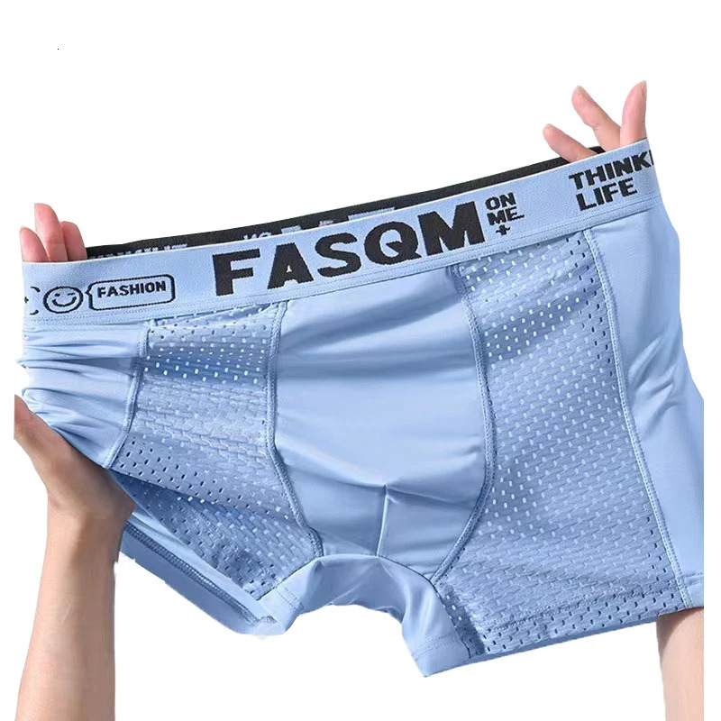 6pieceset Ice Silk Mens Underwear Summer 5A Antibacterial Net Boxing Breathable Four Corner Flat Pants 250417