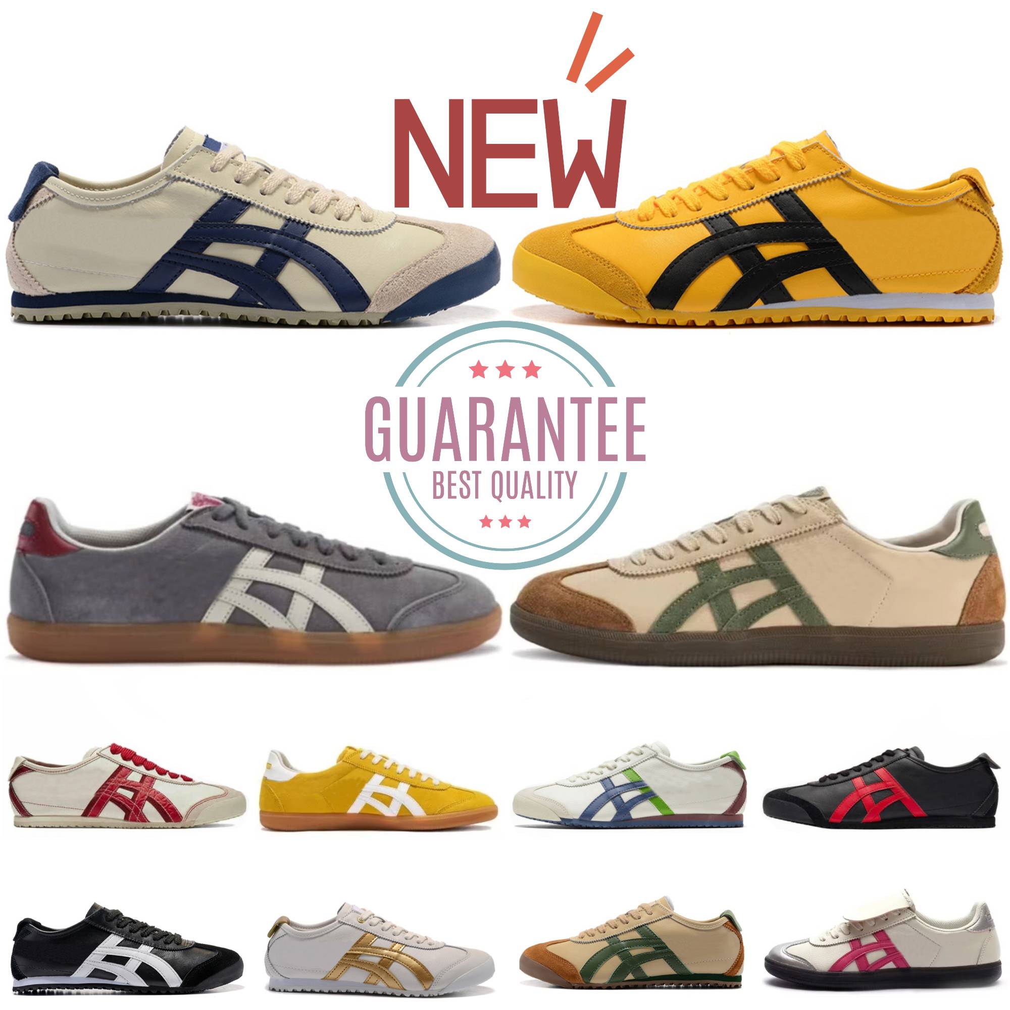 Designer OnitsuKaes Sneakers TiGers Running Shoes MeXico 66 Casual Shoes Womens Mens Black White Blue Yellow Beige Red LOW Latex Combination Insole Trainers SPorts