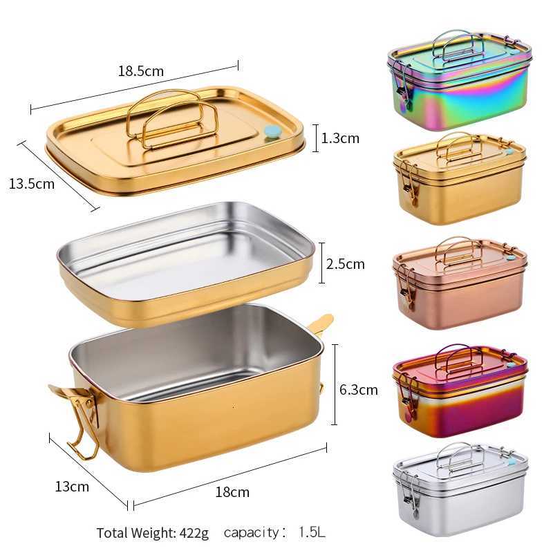 15L 304 Stainless Steel Lunch Box Double Layers Bento Food Container Snack Storage Thermal Metal Box Stock DinnerwareM251121