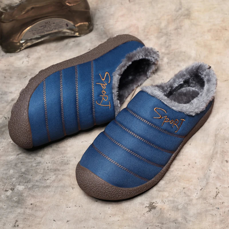 Waterproof Men Slippers Winter Push Velvet Nonslip Cotton Warm Shoes Indoor Outdoor Casual 251121
