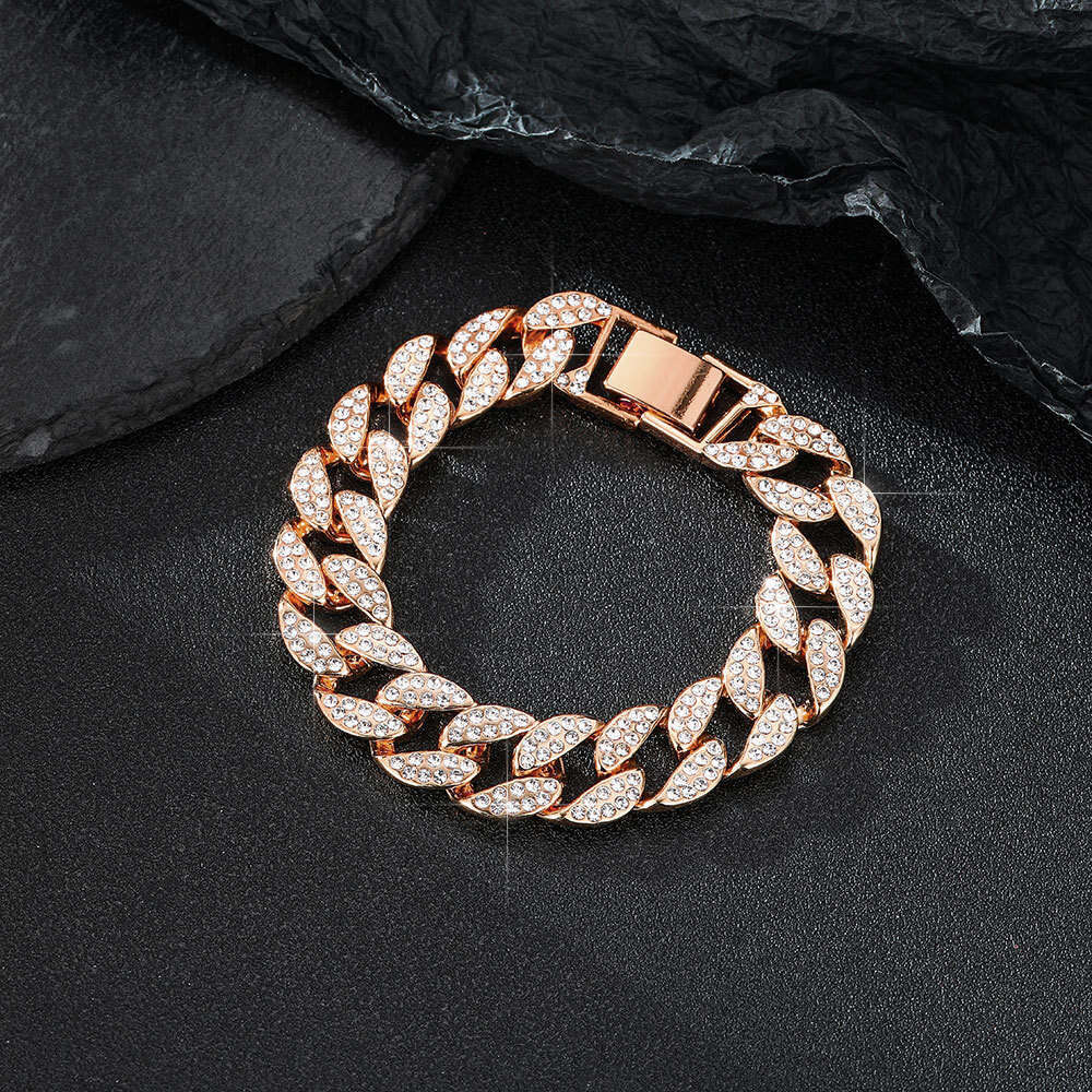 Accessories for men, hip-hop Cuban necklace, full dia trendy sweater 12MM large gold chain, no fading