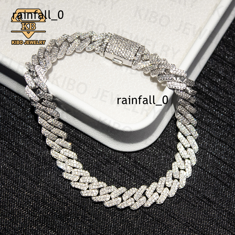 Hot Sale 2025 Hip Hop Fine Bracelets Iced Out Fashion Bracelets 925 Sterling Silver 8mm Miami Moissanite Cuban Bracelet for Men