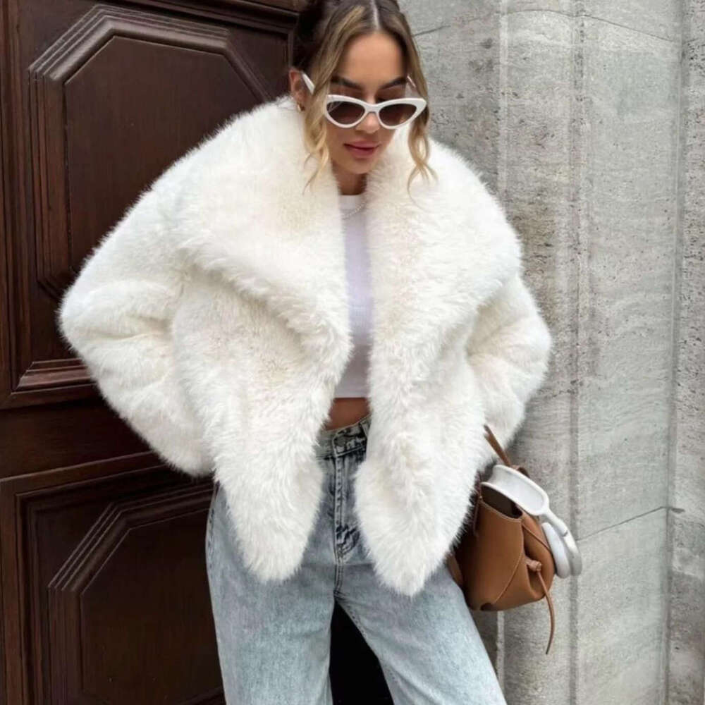 for Large Women Celebrity Internet Ins with Lapel Street Style Fluffy Fox Coat Versatile Ecofriendly Fur