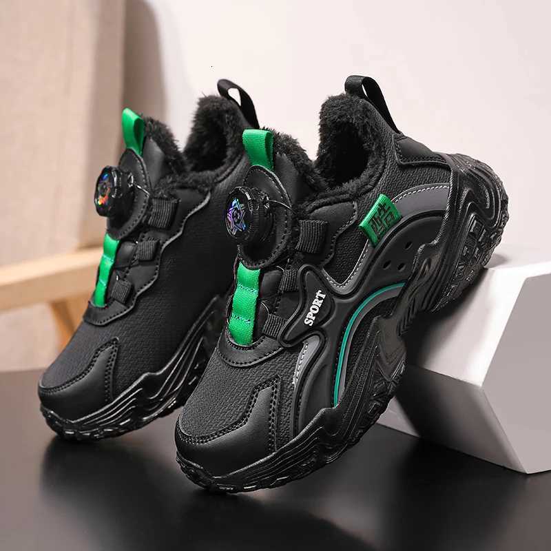 Children Cotton Shoes Boy Plush Sneaker Black Platform Chunky Kids Casual Sports Shoes Luxury Winter Warm Boy Origin SneakerW251121