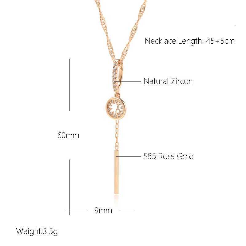 Kinel Hot Fashion Tassel Hollow Pendant Natural Zircon 585 Gold Color Necklace Water Wave Chain Wedding Party Daily JewelryXJ251121
