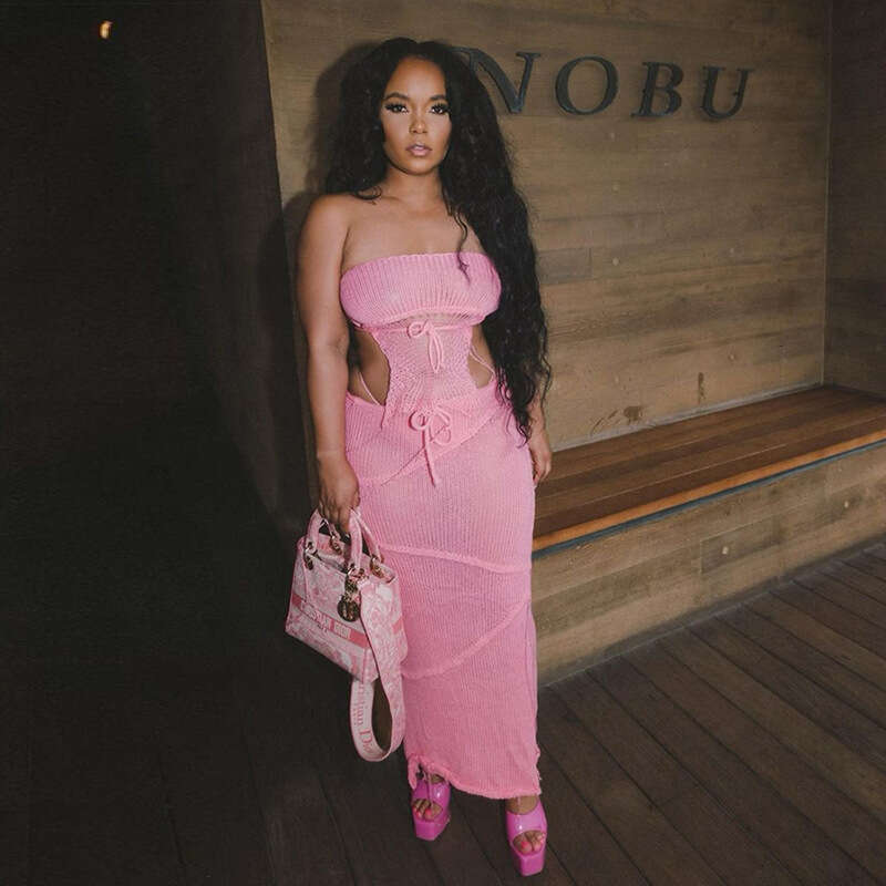 hoodie Women's Wear Feng Spring/Summer Women's New Sexy Wrapped Chest, Lace Up, Open Back Top, Tassel Knitted Skirt Set jacket