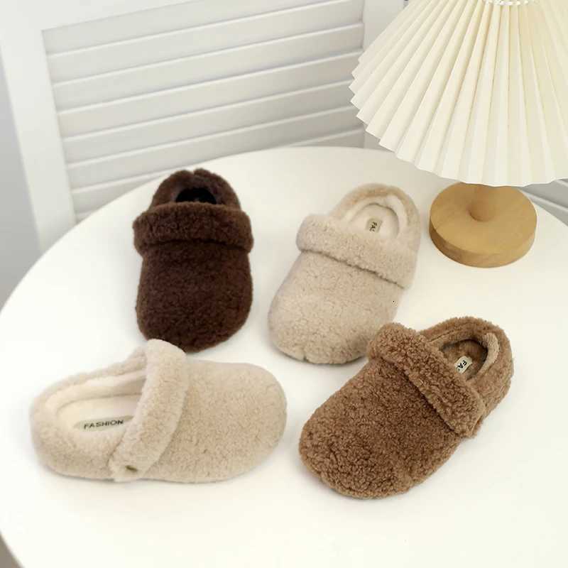 Children Cotton Slippers Soft Bottom Anti-slippery Kids Short Plush Warm Casual Flats Shoes Winter Girls Home Fluffy SlippersW251121