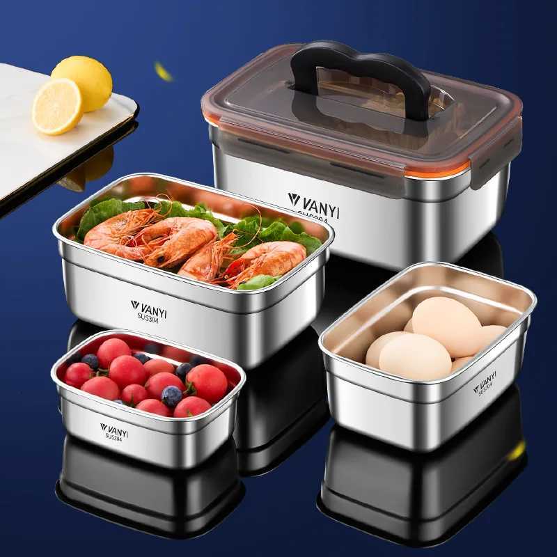 304 Stainless Steel Lunch Box Travel Leakproof Bowls Home Containers Microwave Heating Lunchboxs Big Capacity Food LunchboxM251121