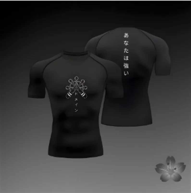 Summer short sleeved mens compression sports T-shirt new running fast drying gym jogging shirt Rashguard Jiu Jitsu top X250421
