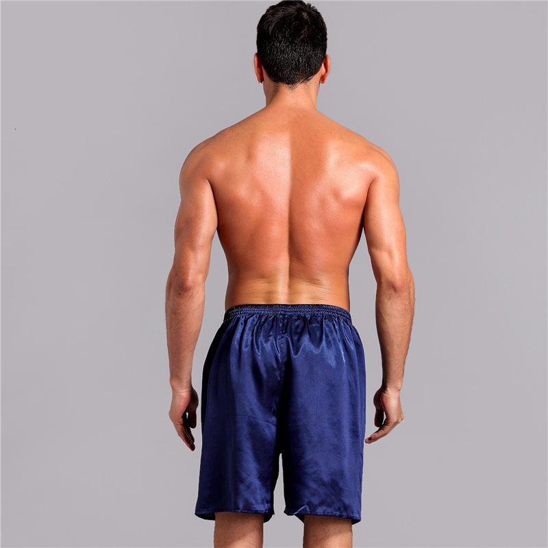 2025 Mens Satin Silk Five-Point Solid Color Loose Boxer Summer Thin Simple Casual Home Sleep Shorts 241116