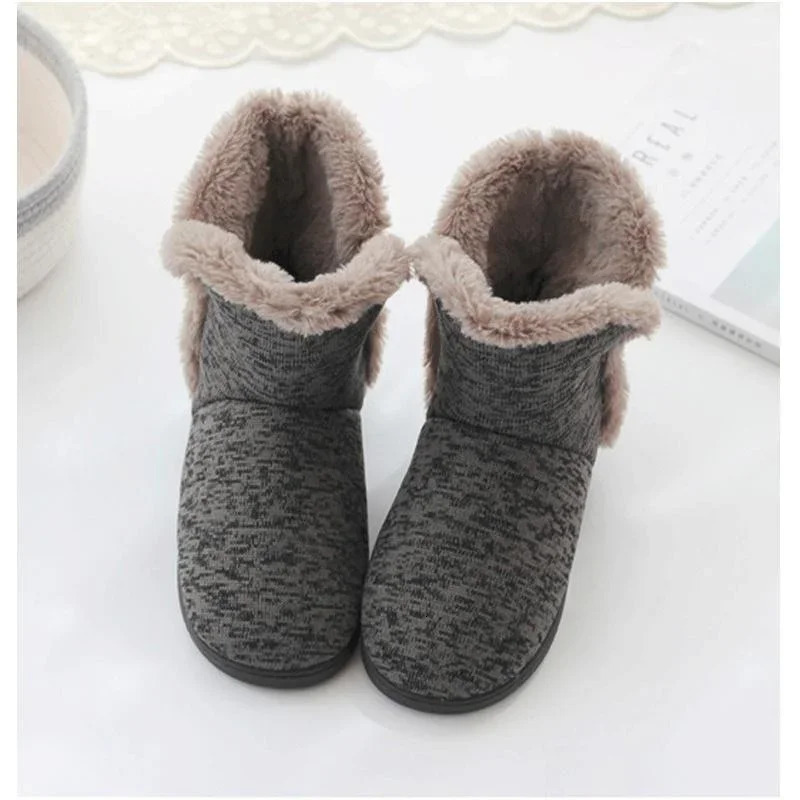 Slippers Booties for Men Women Winter Warm Plush House Shoes Indoor and Outdoor Grey Snow Boots 251121
