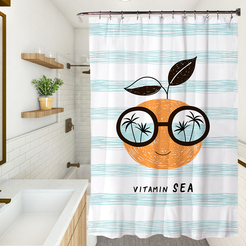 YL-37773 Fresh and Simple Series Home Shower Curtain, Bathroom Coverage, Hand-painted Waterproof Shower Curtain
